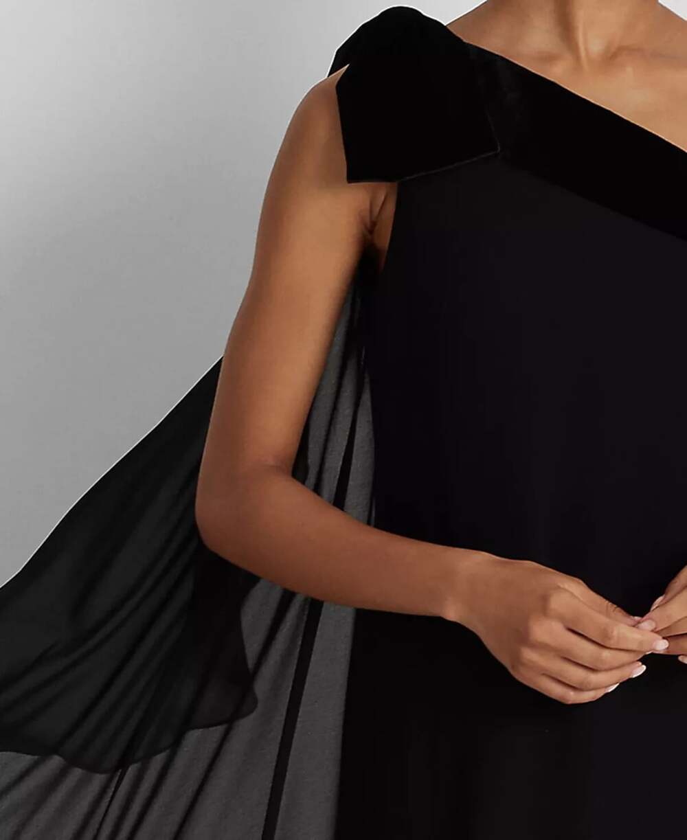 NEW! Lauren Ralph Lauren Women's 12 Chiffon One Shoulder Dress NWT $175 - Picture 4 of 4